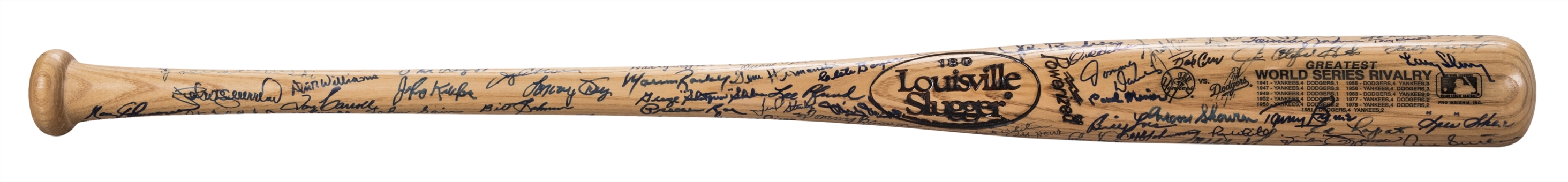New York Yankees Vs. Dodgers "Greatest World Series Rivalry" Multi-Signed Bat with 100+ Signatures Including Berra, Koufax, Snider and Reese (JSA)